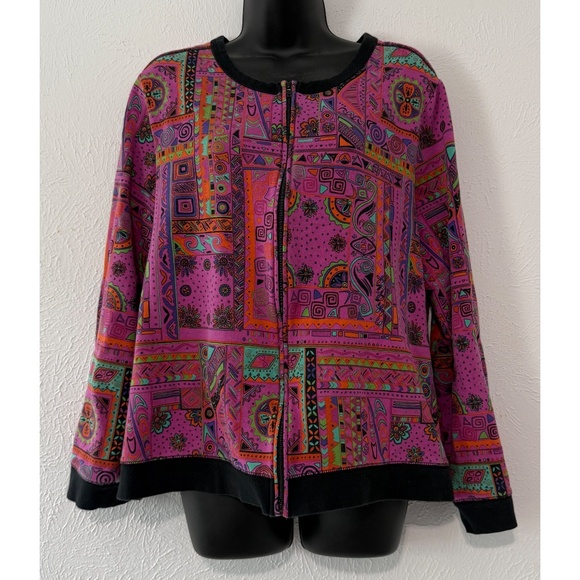 Coldwater Creek 90s Cotton Multicolor Pattern Jacket, PL - Picture 1 of 6